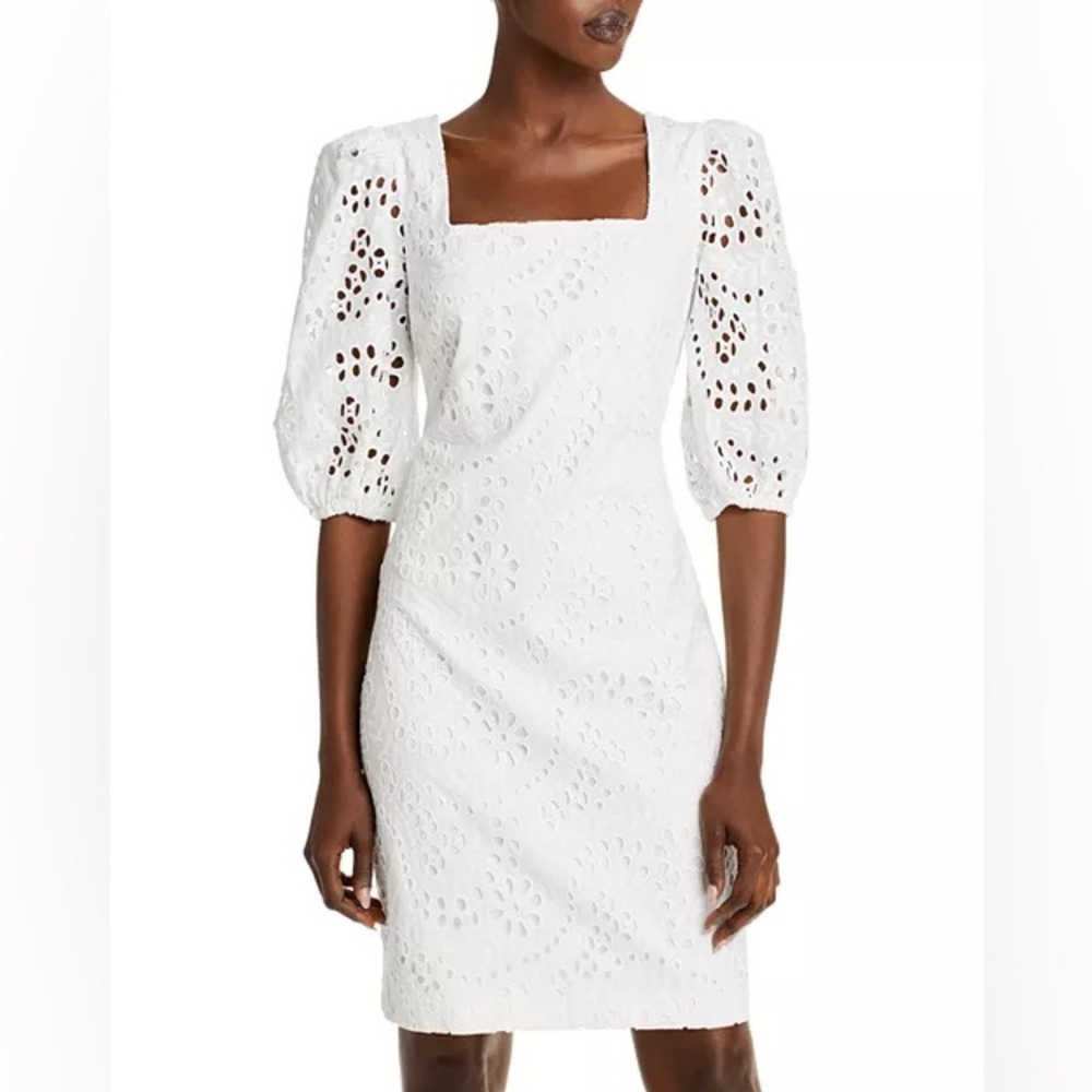Eliza J Balloon Eyelet Dress (BLUE)